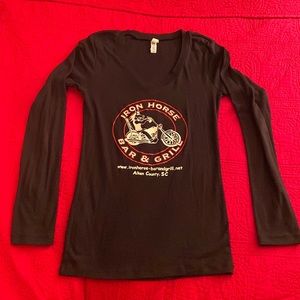 Large V neck long sleeve iron horse t shirt